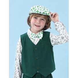 A&J DESIGN Newsboy Novelty Caps for Baby Boys Golf Easter St Patricks Hats and Bow Tie Set Clover 6-8 Years