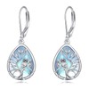 Owl Dangle Drop Earrings 925 Sterling Silver Tree of Life