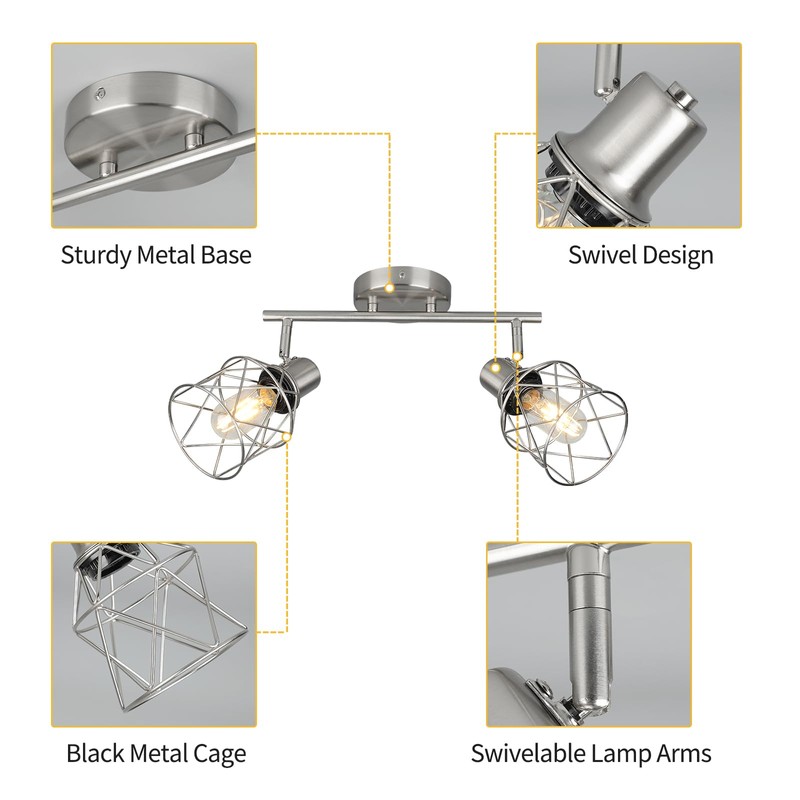 WILON Industrial Track Lighting Kit, 2 Light Modern Track Lighting
