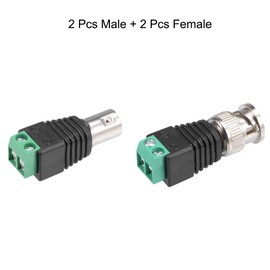 sourcing map 2Pair Cat5 to Coaxial Camera CCTV BNC Male/Female Jack Connector Screw Terminal