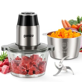 Ganiza [MotherDay] Ganiza Food Processors, Electric Food Chopper, Meat Grinder & Vegetable Chopper with Powerful 450W Copper Motor, 2 Bowls & 2 Sets of Bi-Level Blades Household Appliances - Color: GB10