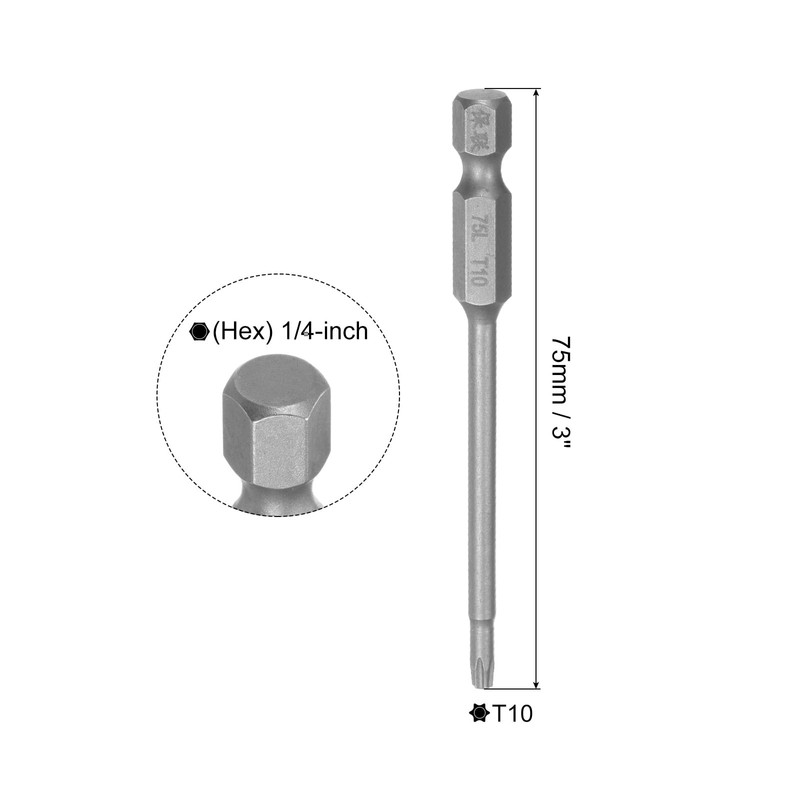 sourcing map 4pcs 1/4" Hex Shank T10 S2 Steel Magnetic