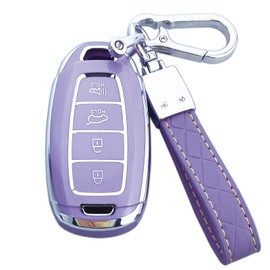 ShuDay Key Fob Cover Case Compatible with Hyundai Palisade Elantra Kona Accent Azera Veloster Car Accessories (Purple, 4-button)