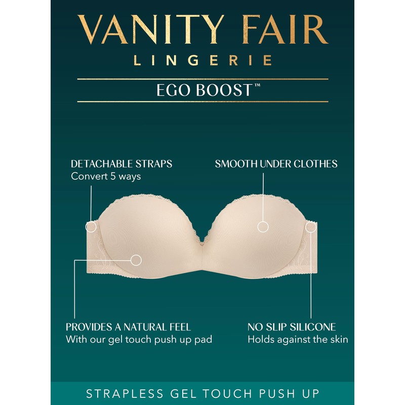 Vanity Fair Women's Gel Touch Strapless Push Up Bra 2111121,