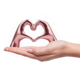 Lynagert - Decoración de escultura de manos pequeñas con corazón para sala de estar, recámara, estante de libros, mesa de café, estatua de dedos de amor, decoración moderna y estética del hogar