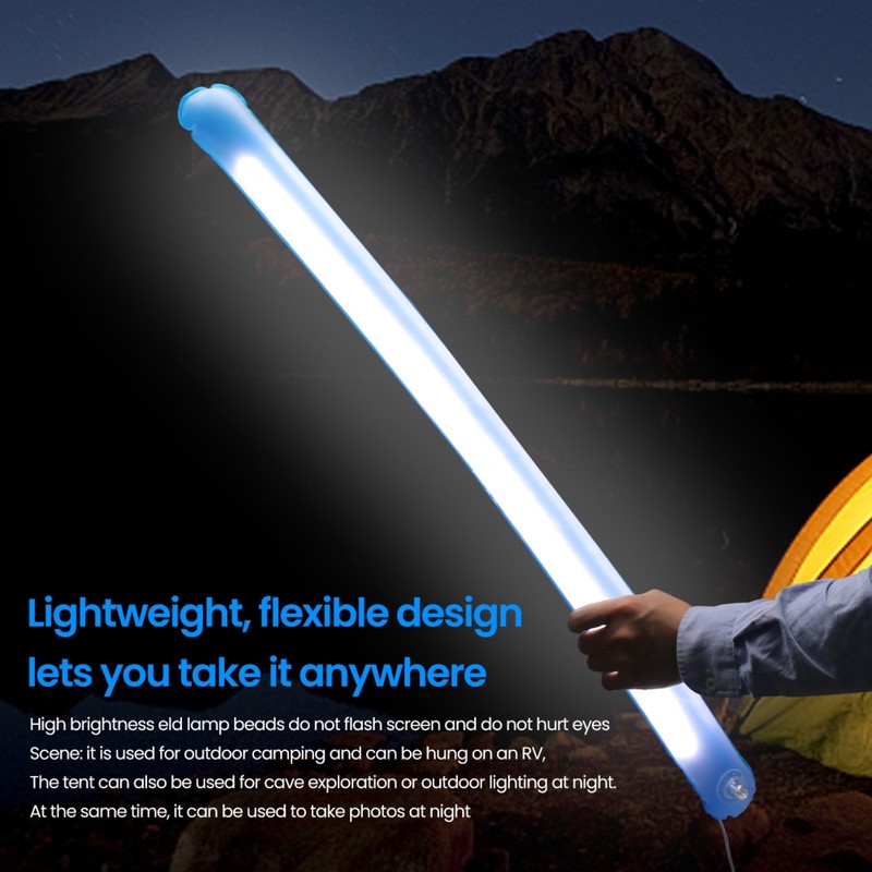 Inflatable Camp Lantern Light Tube USB Powered Flashlight Foldable Travel
