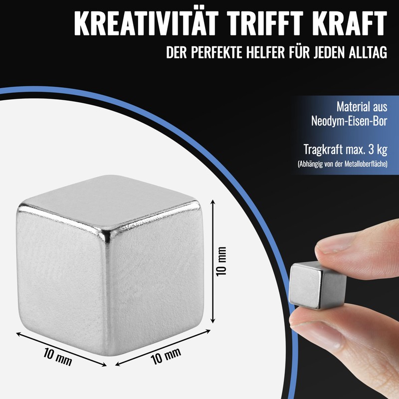Poppstar 20 Mini Cube Magnets, Strong (10 x 10 x