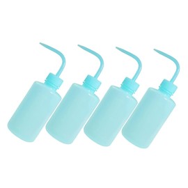 SAFIGLE 4Pcs Squeeze Rinse Bottles for Eyelash Extensions Salad and Jam Storage Flexible Wash Bottles with Curved Nozzle for Precise Dispensing for Home