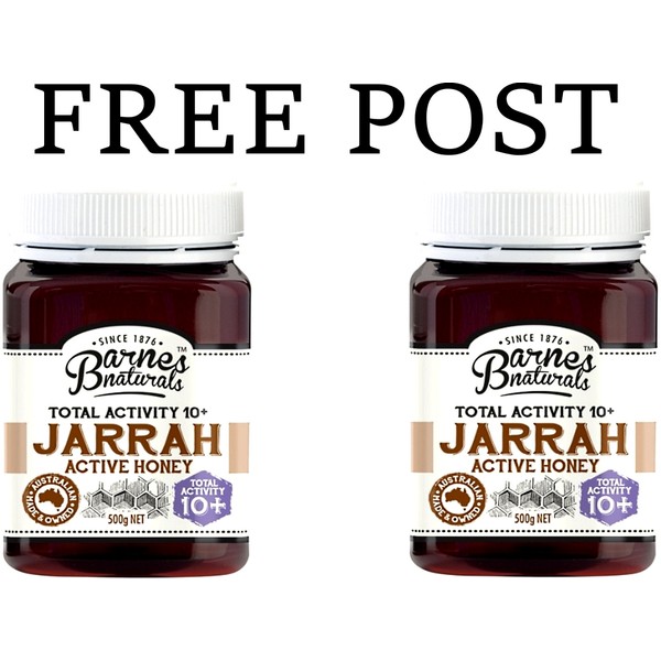 2 x 500g BARNES NATURALS Active Jarrah Honey TA10+ ( total 1kg )