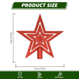 Christmas Tree Topper,20CM Glitter Christmas Tree Star Toppers,Star for Top of Xmas Tree Topper Ornament(Red)