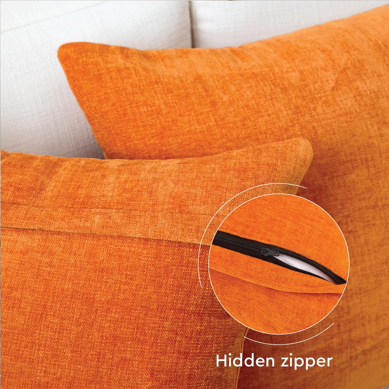 Encasa XO Chenille Cushion Covers Set of 2 | Orange