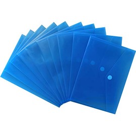 EXXO by HFP 90426 Document Wallet with Velcro Fastener A5 Landscape Polypropylene Plastic 250 x 180 mm Transparent Blue Pack of 10