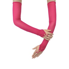 Goiruiya Opera Long Fingerless Gloves for Bridal Wedding Party Costume Stretchy Glove Mesh and Drill Gloves Dark Green