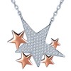 Yumilok Jewelry 925 Sterling Silver Cubic Zirconia Simples Stars Pendant Necklace for Women/Girls