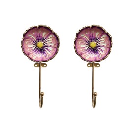 Tricune Vintage Flower Shaped Decorative Wall Hooks Rack Hangers for Hanging Clothes Coats Towels Keys Hats, 2 Pack Antique Metal Mounted Wall Hook