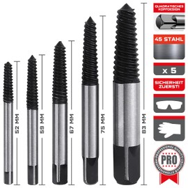 SmartPack Screw Extractor M3-M18, 5-Piece Left Extractor Set Made of Chrome Vanadium Steel, in Plastic Box, Screws Extractor Tool for Professional and DIY, Thread Extractor Home, Garage Conversion