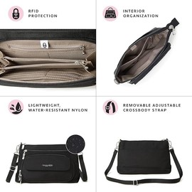 Baggallini Women's Original Everyday 11x 7.5 Crossbody Bags RFID Protected Washable Lightweight Nylon Zippered Travel Purse, French Navy Quilt, One Size