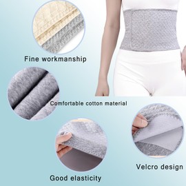 Cotton Thermal Lumbar Lower Back Belt Insulated Velvet Knit Lumbar Warmer for Men Women Back Support Brace Stomach Kidney Warmer Waist Abdominal Binder Postpartum Belly Wrap Grey
