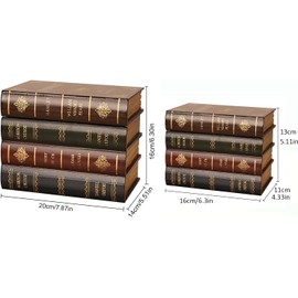 Pack of 2 False Book Box, Vintage Storage Book, Decorative Antique Book Boxes Made of Wood, Invisible Fake Books, Fake Book Decorations for Home, Library, Cafe, Hotel