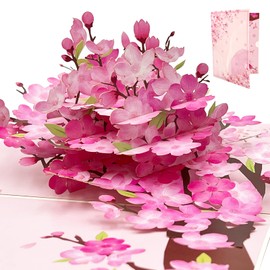 YianHien Birthday Card Woman, Chic 3D Pop-up Romance Sakura Birthday Card with Envelope, Thank You Card, Greeting Card for Mother's Day, Anniversary, Valentine's Day, Engagement, Wedding, Teacher's