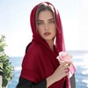 Eychei Burgundy Chiffon Scarf, Soft Breathable Chiffon Shawls and Wraps,