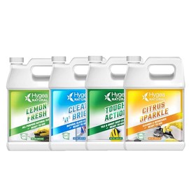 Hygea Natural Cleaning Starter Kit - 1 Gallon - Eco-Friendly Household Cleaners - Degreaser, All Purpose Cleaner, Glass Cleaner, & Tile and Grout Cleaner - Kids & Pet-Friendly (4 Pack)