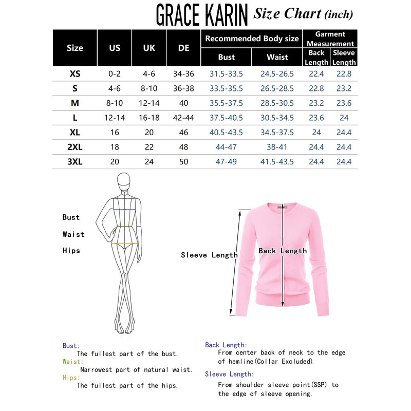 GRACE KARIN Women's Round Neck Button Down Soft Classic Knit