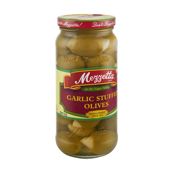 Mezzetta Garlic Stuffed Olives, 10-ounce Jars (Case of 6)