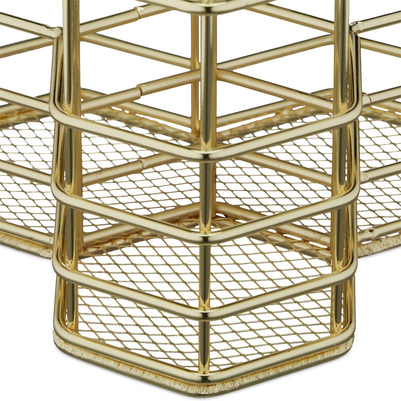 Relaxdays 3 Compartment Hexagonal Brush Holder 12.5 x 12 x