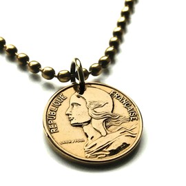 1996 France 5 Centimes coin pendant French jewelry Marianne Paris Marseille Lyon Toulouse Bordeaux Lille Nice Rennes Reims Nantes Le Havre Toulon Dijon Strasbourg Seine Saint-Etienne Normandy n002126