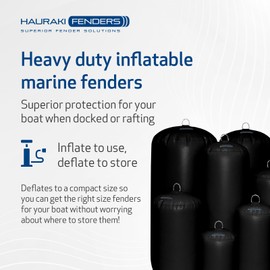 Inflatable Boat Fenders for Boats and Yachts Deflatable for Easy Storage - Designed Heavy Duty for Horizontal and Vertical Use - Black - Fatboy