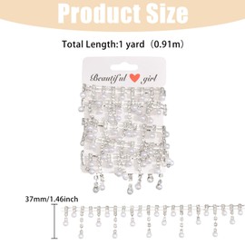 GLOBLELAND 1 Yard Pearl Rhinestone Fringe Trim Lace Crystal Diamond Trim Pearl Rhinestone Applique for Sewing Crafts Wedding Dress Clothing Accessories DIY Decoration