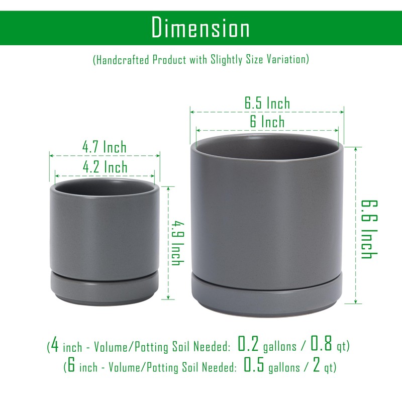D'vine Dev 4.7 Inch & 6.5 Inch Ceramic Planter Pots
