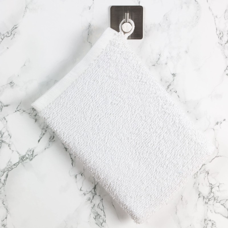 ZOLLNER 10er Set Waschhandschuhe, Waschlappen, 16x21 cm, Baumwolle, weiß