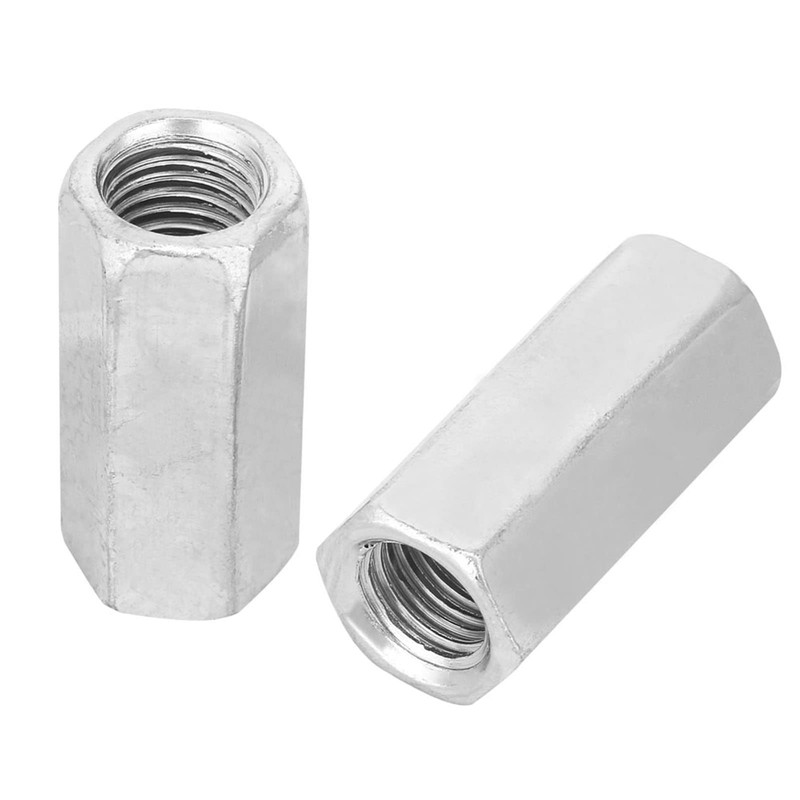 2 Piece Long Rod Nut Galvanised Steel M16*50 Long Hex
