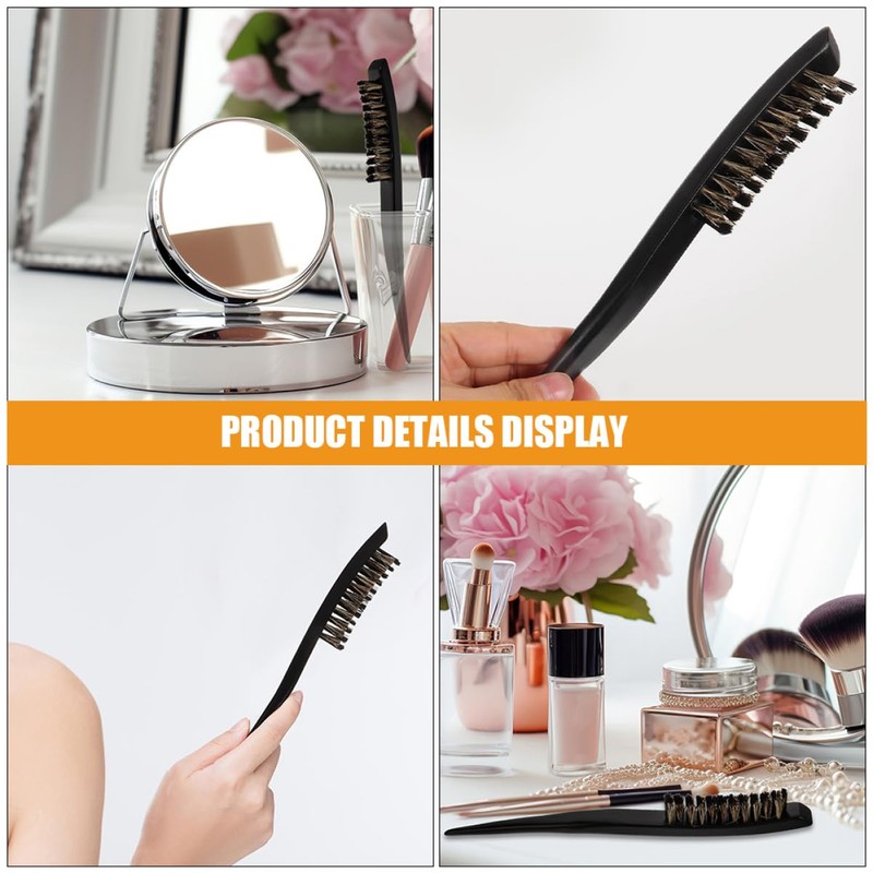 FRCOLOR 3-Row Boar Bristle Hair Brush Set of 2 Wooden