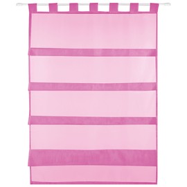 Transparent bistro curtain with ruffled look, plain and translucent voile panel curtain with loops, available in many different colours and sizes