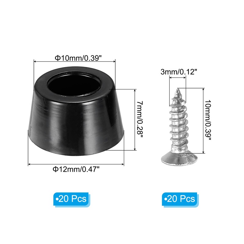 PATIKIL Rubber Feet 20 Sets 0.47"x0.28" Pads Stainless Steel Washers