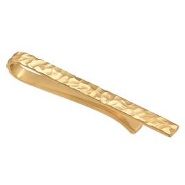 Kuzzoi Men's Textured Tie Clip (3.5 mm) for Normal Ties, 925 Sterling Silver Gold Plated, Tie Jewellery for Men in Hammered Look, Sterling Silver