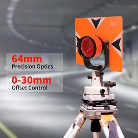 Single Tilt Prism for Total Stations - Durable All-Metal Surveying Prism with 0/-30mm Offset, 5/8"-11 Thread & Protective Case | Professional Survey Prism Kit (Z15UB-RO)