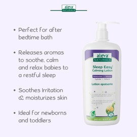 Aleva Naturals Sleep Easy Calming Relaxing Bedtime Baby Lotion, For babies and toddlers, Enriched with Lavender and Chamomile Oils, Sensitive Skin Friendly, Organic Ingredients - 8 Fl Oz
