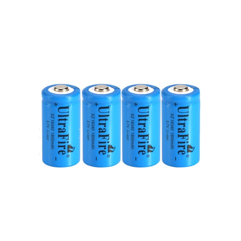 Ultrafire 4pcs 16340 Battery 3.7v 1800mAH Rechargeable Cell Batteries +