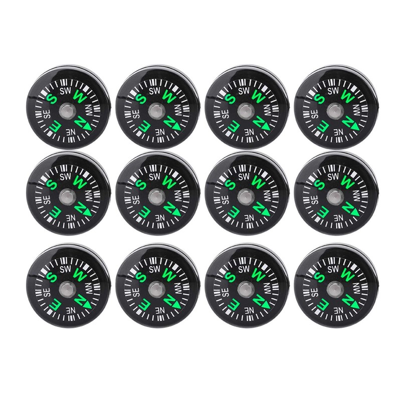 12pcs Button Compass, 20mm Pocket Compass Mini Compass Oil Filled