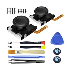 TMR Hall Effect Sensor Joysticks with Repair Tools and Thumb Caps, Replacement for Switch Joycon Joystick, Switch OLED Light, Low-Power Consumption, No Drifting, No Jittering, No Latency (1 Pair)