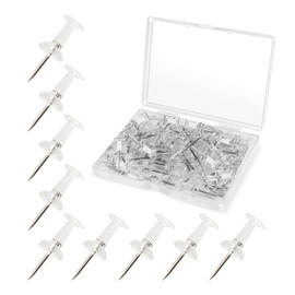 Inlefen 100pcs/box Boxed Transparent Nail Photo Wall Nail Big Head Nail Pin Thumb Tacks Office Accessory Binding Supplies