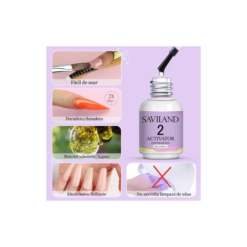 Saviland Dip Powder Liquid Set, Base Top Coat, Activator 4pc