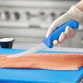 TrueCraftware- 6” Blade Curved Boning Knife German Steel with Blue Polypropylene Handles Set of 2- Razor Sharp Knife Fillet Boning Fish Knives for Meat Poultry Cutting Home Kitchen Restaurants