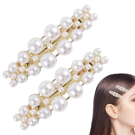 2Stück Französische Haarspinge,Haarspange Gold,Vintage Perle Hair Clip,Malerisch Haarklammer Damen Dünnes Haar,Stilvolle Barrette Für Hochzeit,Multifunktional Bögen Clips,Es Ist Frauen für Hochzeiten