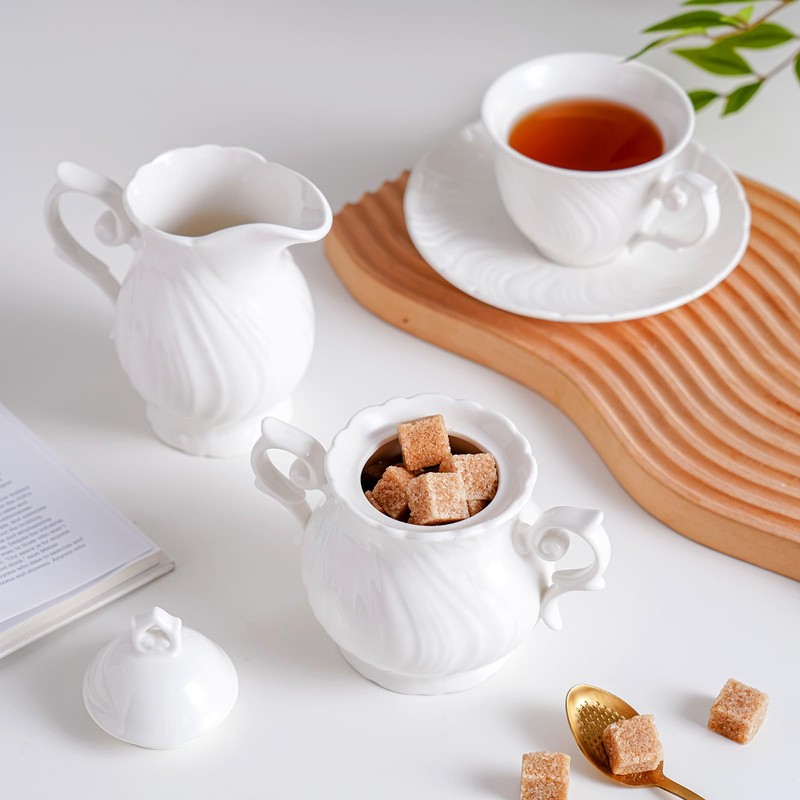 Agyiuns Sugar and Creamer Set Ceramic, Creamer Pitcher and Sugar