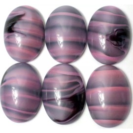 Czech Glass 6 Vintage Czech Flatback 25x18mm Purple Black Swirl Marble Porphyry Cabochon Cab